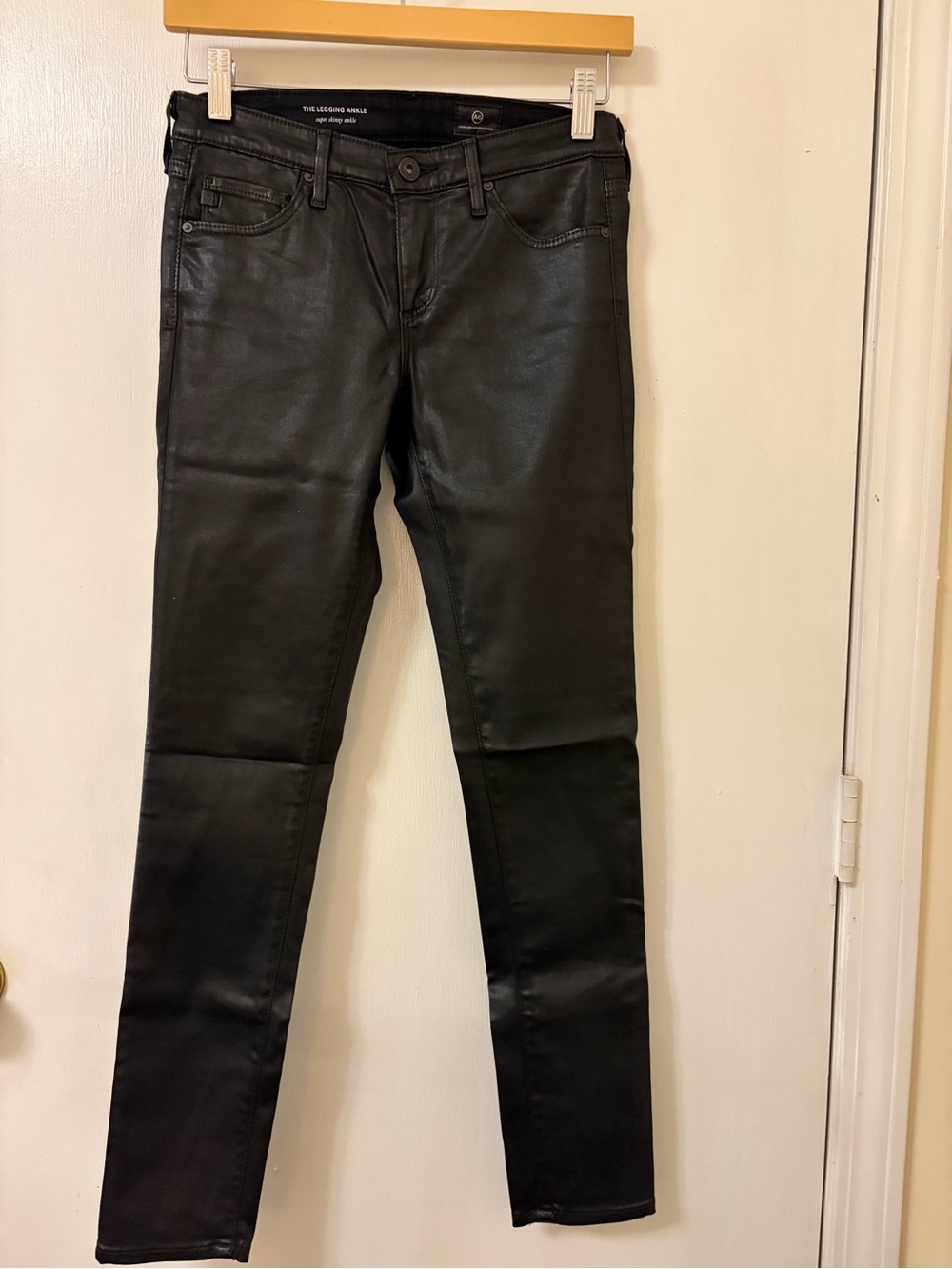 AG Adriano Goldschmied Black Coated Skinny Jeans